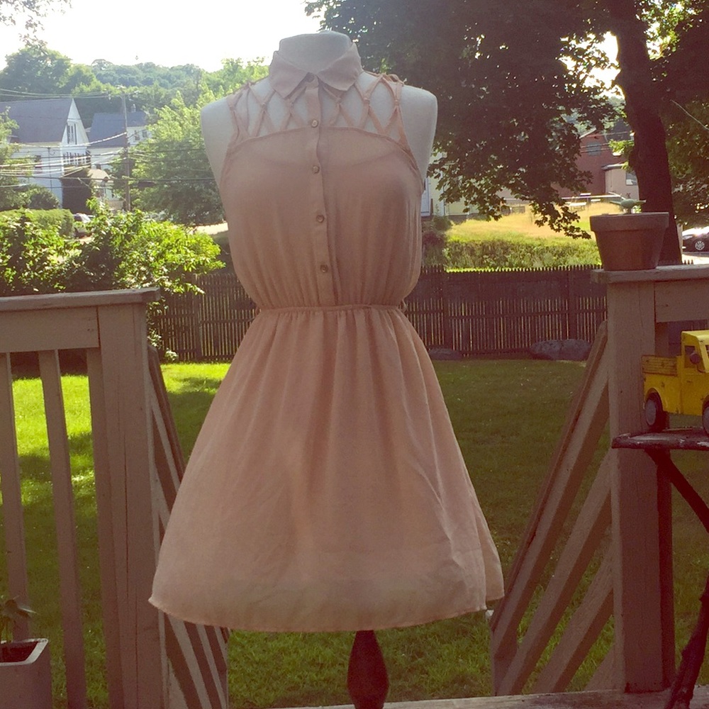 Tan tied tea dress